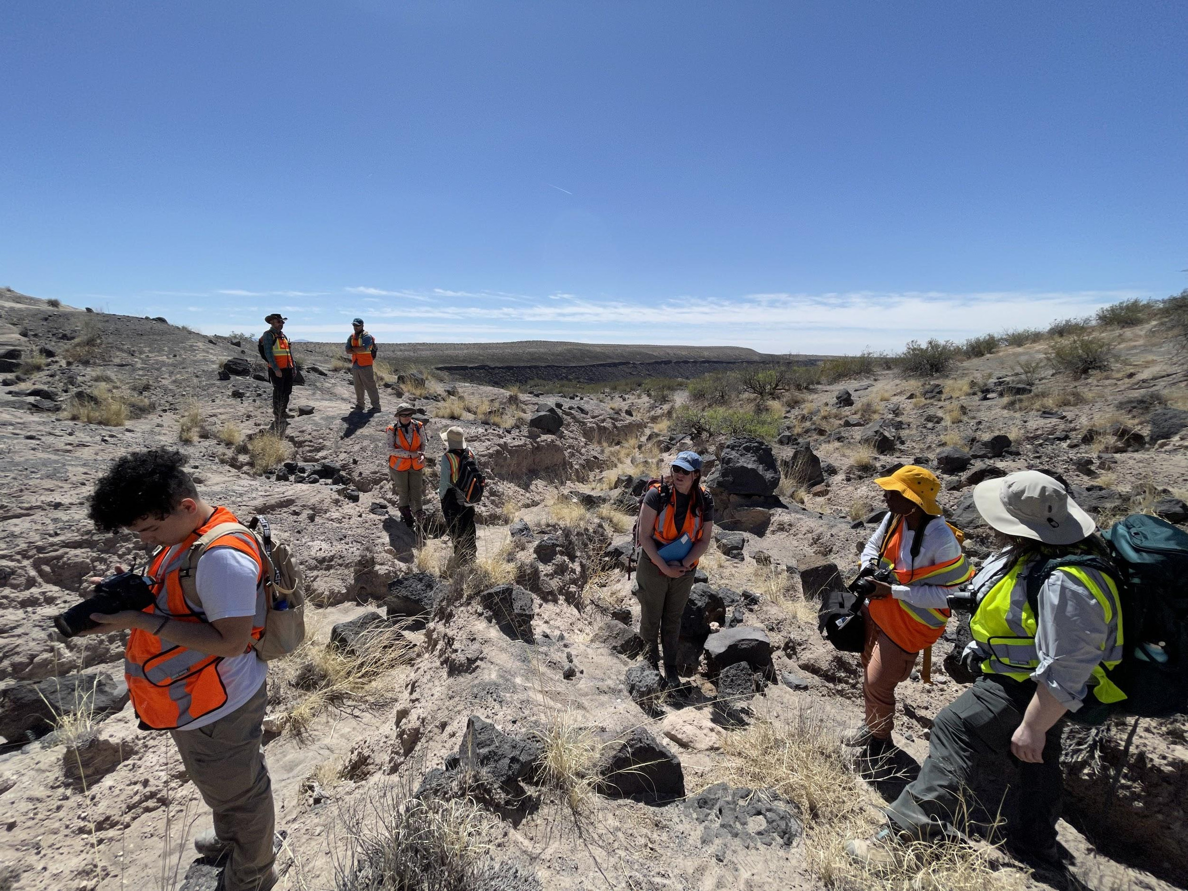 SBU students gather with NASA scientists for fieldwork at Potrillo Volcanic Field in New Mexico, April 2022
