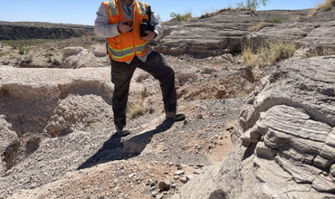 Stephen Scheidt on location at Potrillo Volcanic Filed in New Mexico, April 2022